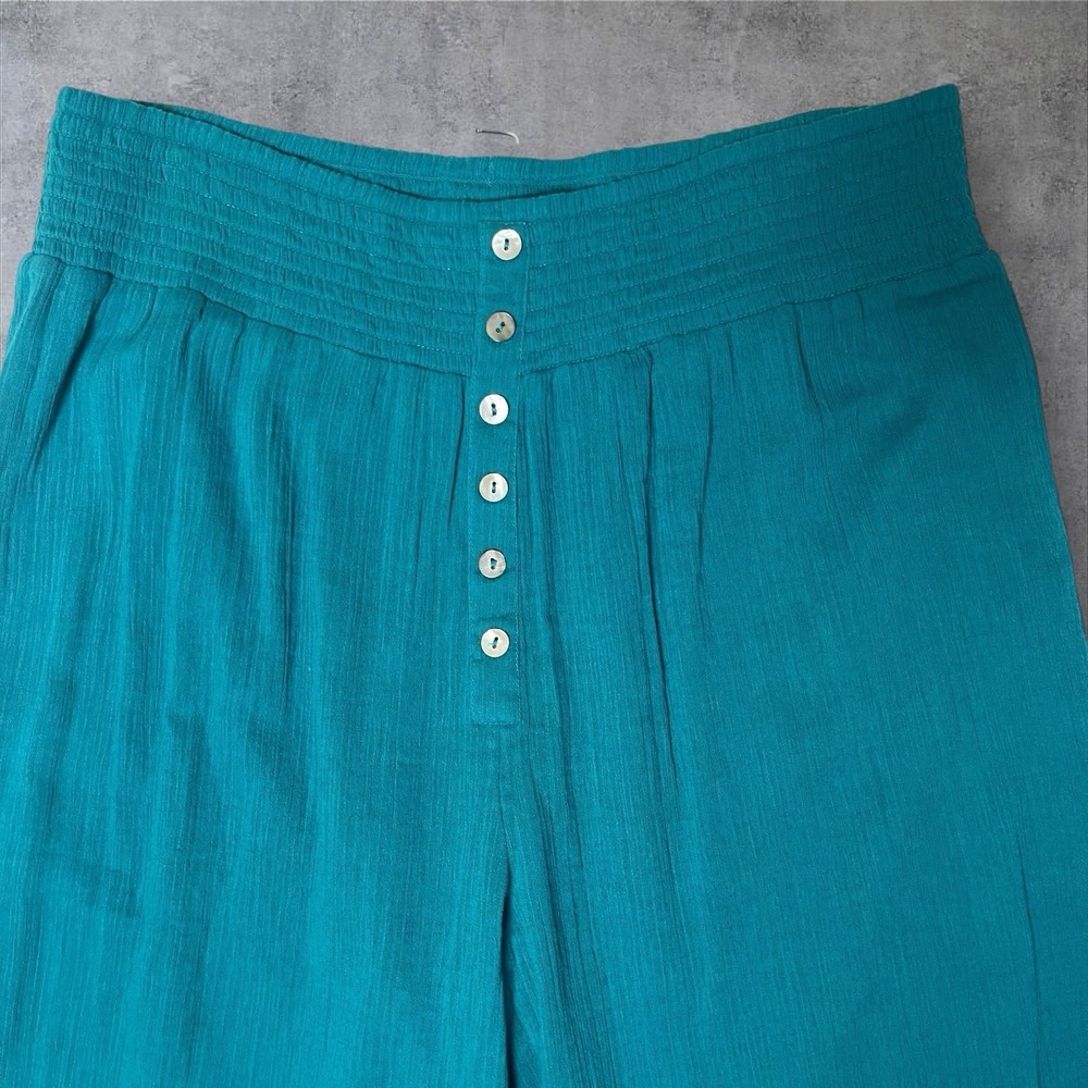 Sundance Beach Dreamer Cotton Gauze  Wide Leg Pants Womens L Elastic Waist Boho - Picture 4 of 11